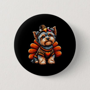 Yorkie Truthahn-Outfit Süßer Yorkshire Terrier Hun Button