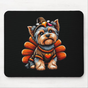Yorkie Truthahn-Outfit Süßer Yorkshire Terrier Hun Mousepad