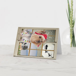 Yorkie Uhren für Sankt Feiertagskarte