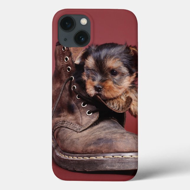 Yorkie und Stiefel Case-Mate iPhone Hülle (Rückseite)