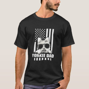 Yorkie Vater Cool Vintag Retro Proud American und T-Shirt