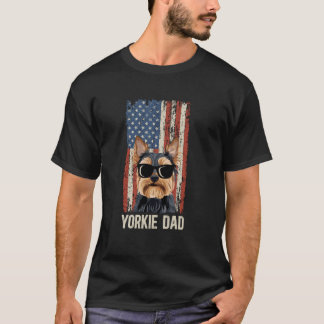 Yorkie-Vater eines Yorkie-Vaters US-Flagge Yorkshi T-Shirt