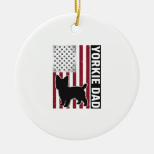 Yorkie-Vater-patriotisches-vintage-graviertes-Hund Keramik Ornament