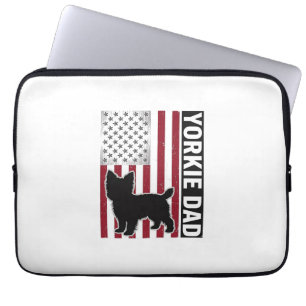 Yorkie-Vater-patriotisches-vintage-graviertes-Hund Laptopschutzhülle