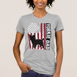 Yorkie-Vater-patriotisches-vintage-graviertes-Hund T-Shirt