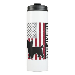 Yorkie-Vater-patriotisches-vintage-graviertes-Hund Thermosbecher