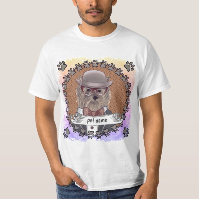 Yorkie Wearing Glasses T-Shirt (Vorderseite)