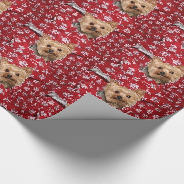 Yorkie Weihnachten Geschenkpapier (Ecke)
