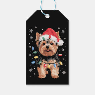 Yorkie Weihnachts Hund Lang Xmas Geschenk Geschenkanhänger