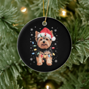 Yorkie-Weihnachts Hund Lang Xmas-Geschenk Keramik Ornament