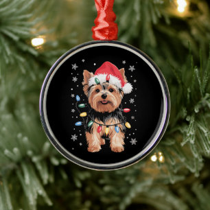 Yorkie Weihnachts Hund Lang Xmas Geschenk Ornament Aus Metall