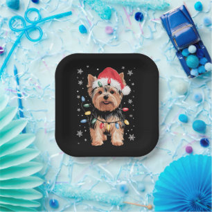 Yorkie Weihnachts Hund Lang Xmas Geschenk Pappteller