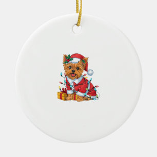 Yorkie Weihnachtsbeleuchtung Weihnachtsmann Yorkie Keramik Ornament