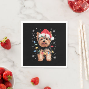 Yorkie Weihnachtshund Lang Xmas Geschenk Serviette