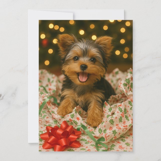 Yorkie-Weihnachtskarte Einladung (Vorderseite)