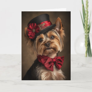 Yorkie-Weihnachtskarte Elegante viktorianische Hun Feiertagskarte