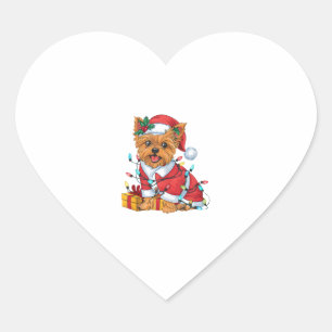 Yorkie Xmas Lighting Santa Yorkie Dog Weihnachten Herz-Aufkleber