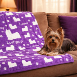 Yorkie Yorkshire Dog Lila Personalisiert Blanket Fleecedecke