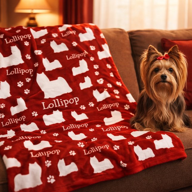Yorkie Yorkshire Dog Red Personalisiert Dog Blanke Fleecedecke (Yorkie Yorkshire Dog Red Personalized Dog Blanket)