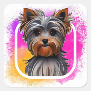 Yorkie, Yorkshire Terrier, Animal Quadratischer Aufkleber