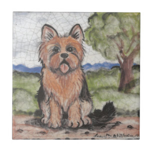Yorkie Yorkshire Terrier Dog Vintager Look Fliese