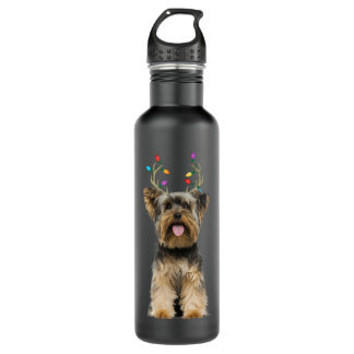 Yorkie Yorkshire Terrier Reindeer Christmas Dog Edelstahlflasche