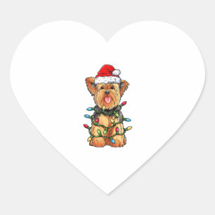 Yorkie Yorkshire Terrier Santa Christmas Tree Ligh Herz-Aufkleber
