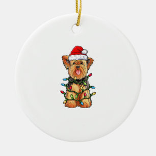 Yorkie Yorkshire Terrier Weihnachtsmann Weihnachts Keramik Ornament