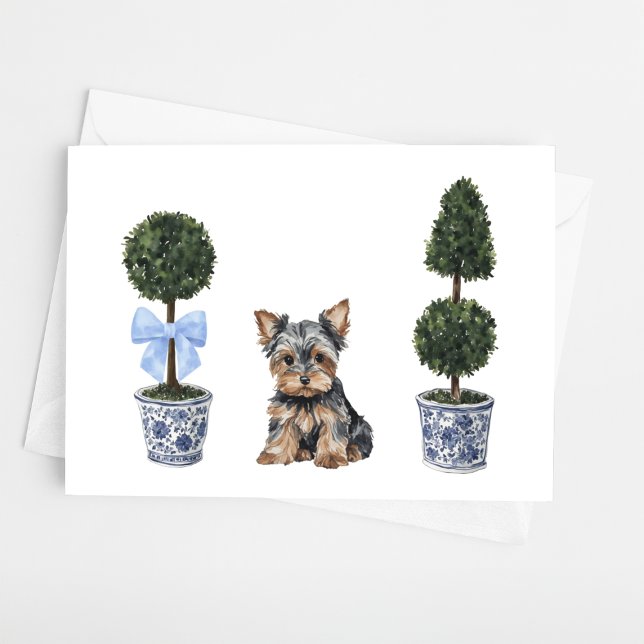 Yorkie Yorkshire Terrier Welppy Topiary Watercolor Karte (Von Creator hochgeladen)