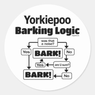 Yorkiepoo Barking Logic Runder Aufkleber