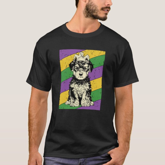 Yorkiepoo Jester Mardi Gras Doodle Dog Mom or Dad T-Shirt (Vorderseite)