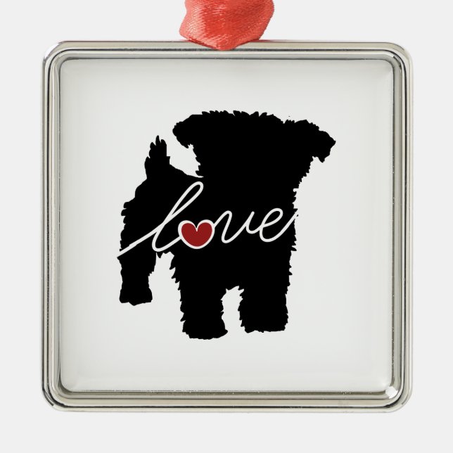 Yorkiepoo (Yorkie/Pudel) Liebe Silbernes Ornament (Vorne)