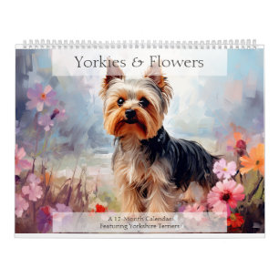 Yorkies und Blume Hund Lover Kalender