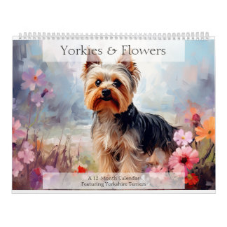 Yorkies und Blume Hund Lover Kalender