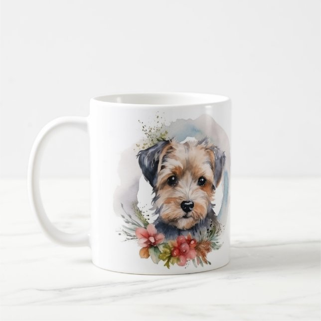 Yorkipoo Christmas Wreath Festive Pup Kaffeetasse (Links)
