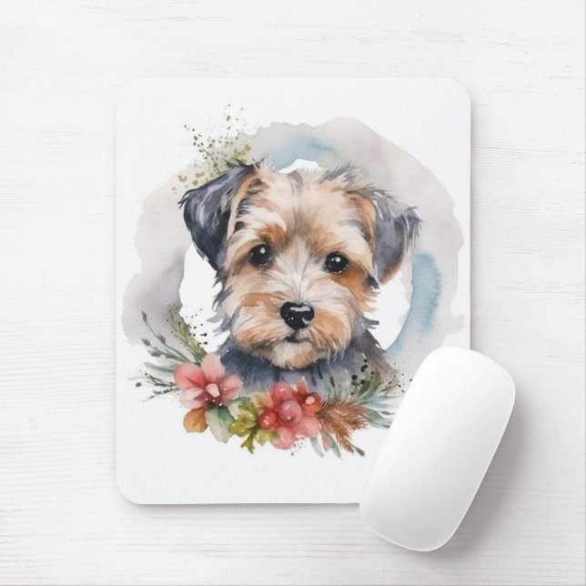 Yorkipoo Christmas Wreath Festive Pup Mousepad (Mit Mouse)