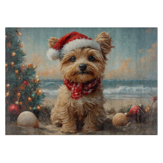 Yorkipoo Dog Christmas Vintag Beach Schneidebrett (Vorderseite)