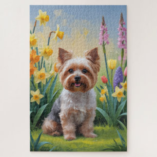 Yorkipoo Dog Spring Flowers Malerei Puzzle