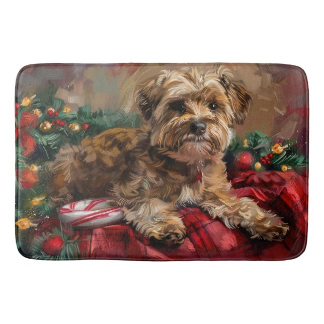 Yorkipoo Dog Weihnachtsfest Badematte (Vorderseite)