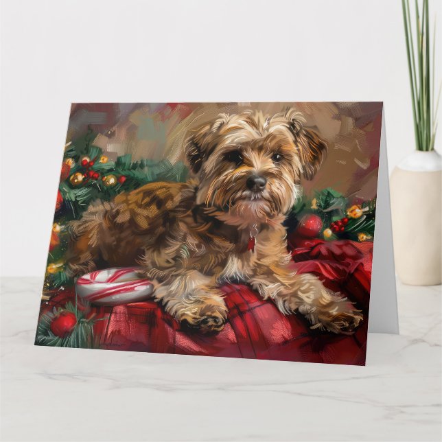 Yorkipoo Dog Weihnachtsfest Karte (Vorderseite)