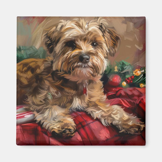 Yorkipoo Dog Weihnachtsfest Magnet (Vorne)