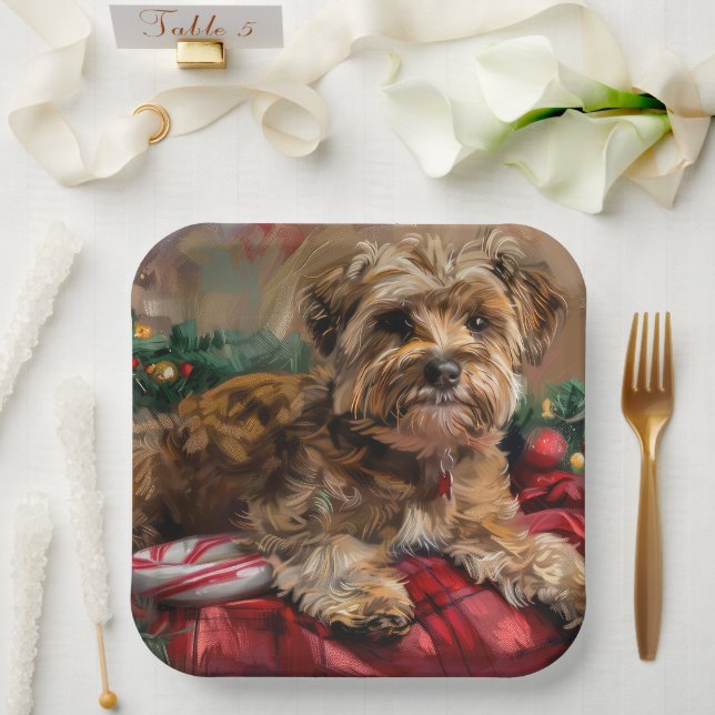 Yorkipoo Dog Weihnachtsfest Pappteller (Hochzeit)