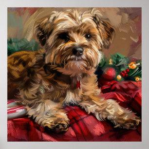 Yorkipoo Dog Weihnachtsfest Poster