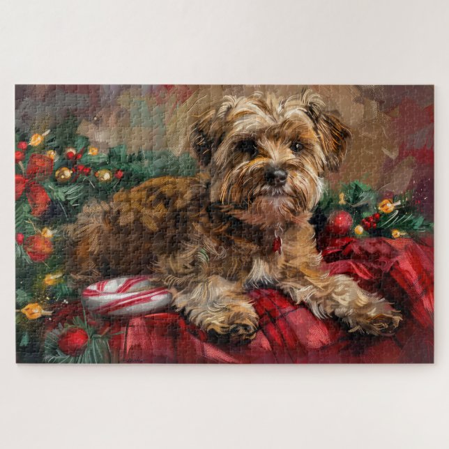 Yorkipoo Dog Weihnachtsfest Puzzle (Horizontal)