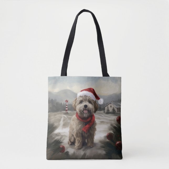 Yorkipoo Dog zu Weihnachten im Schnee (Vorderseite)