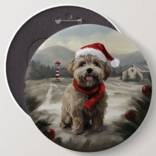 Yorkipoo Dog zu Weihnachten im Schnee Button