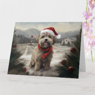 Yorkipoo Dog zu Weihnachten im Schnee Karte