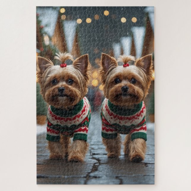 Yorkipoo Dogs Christmas Snow Holiday Puzzle (Vertikal)
