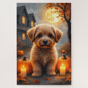 Yorkipoo-Gemütliches-Halloween-Porträt-Kunst Puzzle
