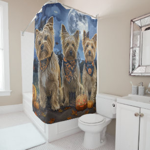 Yorkipoo Halloween Gruselig Duschvorhang